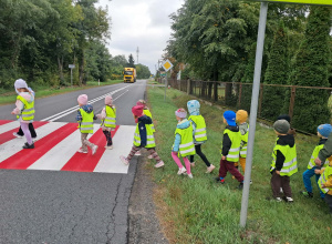Dzieci przechodzą przez drogę na pasach